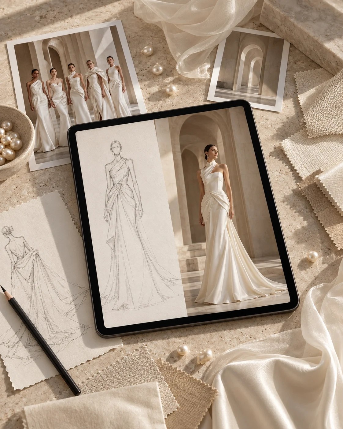 Idea — AI moodboard on a tablet with sketch and look