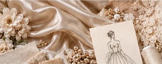 Silk, lace, pearls and a dress sketch